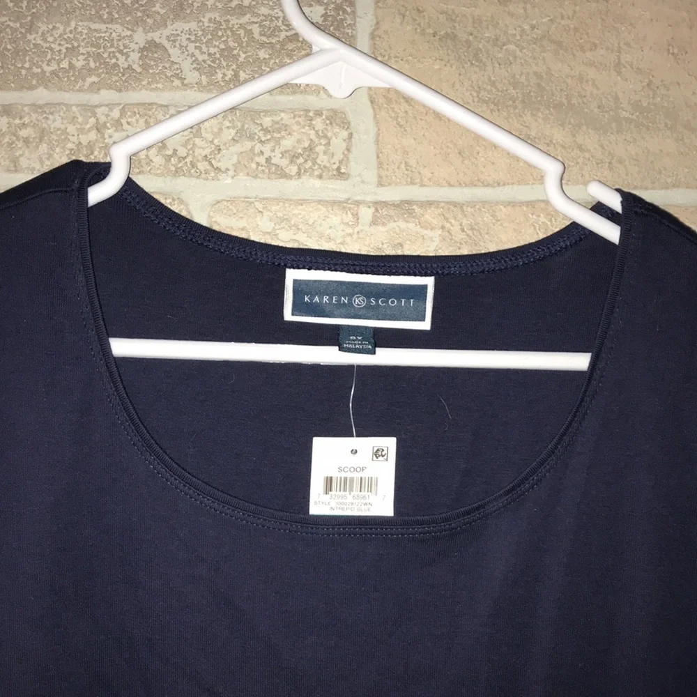 ✅Karen Scott Scoop Neck Short Sleeve Tee - Picture 2 of 7